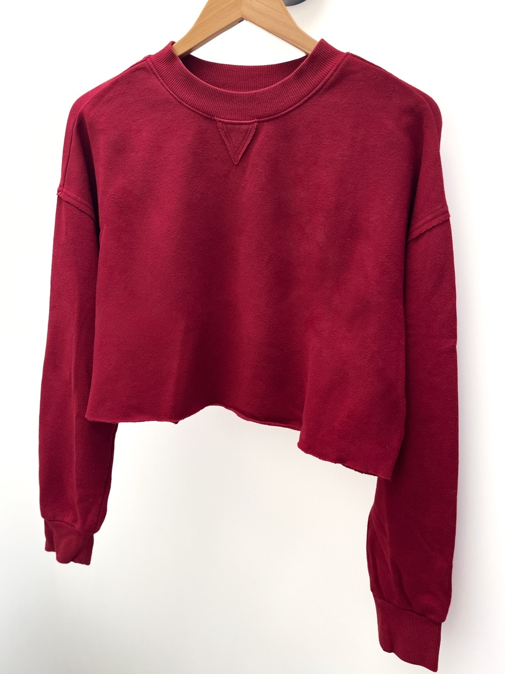 Colsie Cropped Crewneck Sweatshirt Burgundy